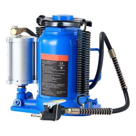 Air Hydraulic Bottle Jack, 32 Ton (70546.9 lbs) Capacity, 10-16.3 Inch Lifting Range, Pneumatic/Manual Heavy Duty Welded Bottle Jack with Pump for Car