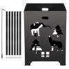 Burn Barrel, 21x21x27 inch Burn Cage, Carbon Steel Cage Incinerator, Incinerator Barrel with Lid and Handle for Outdoors