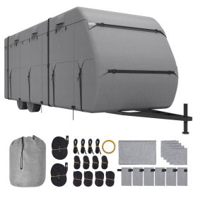 Travel Trailer Cover, 22-24 ft RV Cover, 4-Layer Non-Woven Fabric Camper Cover, Waterproof, Windproof and Rip-Stop Class A RV Cover, with Storage Bag