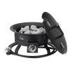 Propane Fire Pit, 19-Inch Diameter Outdoor Portable Gas Fire Pit with Cover & Lava Rocks, Adjustable Flame Height Camping Firepit for Heating