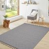 Guros Collection 90*63 inch White / Geometric Indoor / Outdoor Area Rug