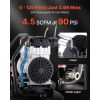 20-Gallon Air Compressor, 2HP 4.5 SCFM at 90PSI, Max 125PSI Pressure Oil-Free Air Compressor Tank, Portable on Wheels for Auto Repair, Tire Inflation