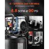 10-Gallon Air Compressor, 2HP 4.8 SCFM at 90PSI, Max 125PSI Pressure Oil-Free Air Compressor Tank, Portable on Wheels for Auto Repair, Tire Inflation