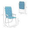 Patio Folding Chairs Set of 2 Blue with Armrests Classic Outdoor Camping Portable Lawn Chairs for Comfort