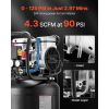 14-Gallon Air Compressor, 2HP 4.3 SCFM at 90PSI, Max 125PSI Pressure Oil-Free Air Compressor Tank, Portable on Wheels for Auto Repair, Tire Inflation