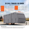 Travel Trailer Cover, 22-24 ft RV Cover, 4-Layer Non-Woven Fabric Camper Cover, Waterproof, Windproof and Rip-Stop Class A RV Cover, with Storage Bag