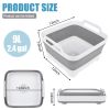 Collapsible Dish Basin, 9L/2.4Gal Portable Wash Basin with Drain Plug, Space Saving Foldable Bucket, Kitchen Sink for Camping, Vegetable Washing, RV