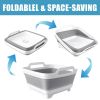 Collapsible Dish Basin, 9L/2.4Gal Portable Wash Basin with Drain Plug, Space Saving Foldable Bucket, Kitchen Sink for Camping, Vegetable Washing, RV